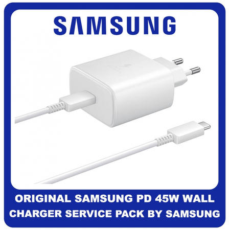 Original Γνήσιο Samsung PD 45W Wall Charger USB-C Φορτιστής Ταξιδιού TA845XW White Άσπρο (Service Pack by Samsung)