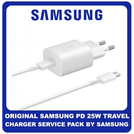 Original Γνήσιο Samsung PD Travel Charger USB-C 25W Φορτιστής Ταξιδιού TA800XW White Άσπρο (Service Pack by Samsung)