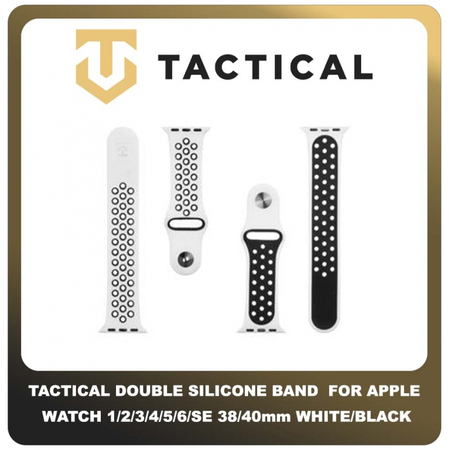 Original Γνήσιο Tactical 125 Double Silicone Band 38mm / 40mm For Apple Watch 1 , 2 , 3 , 4 , 5 , 6 , SE Smartwatch Bracelet Strap Λουράκι Ζώνη Σιλικόνης Για Ρολόι White / Black , Άσπρο / Μαύρο