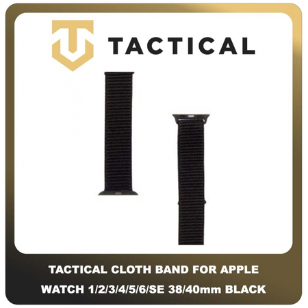 Original Γνήσιο Tactical 527 Cloth Band 38mm / 40mm For Apple Watch 1 , 2 , 3 , 4 , 5 , 6 , SE Smartwatch Bracelet Strap Λουράκι Ζώνη Νάιλον Ύφασμα Με Velcro Για Ρολόι Black Μαύρο