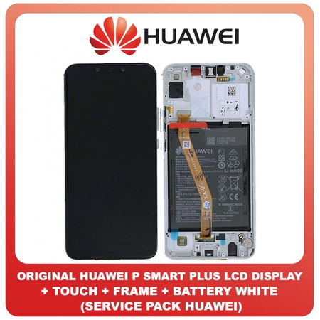 Γνήσιο Original Huawei Nova 3i INE-LX1 P Smart Plus 2018 SNE-L21 LCD Display Screen Οθόνη + Touch Screen DIgitizer Μηχανισμός Αφής + Frame Πλαίσιο + Battery Μπαταρία + Front Cover Μπροστινό Κάλυμμα Pearl White Άσπρο 02352BUK (Service Pack By Huawei)
