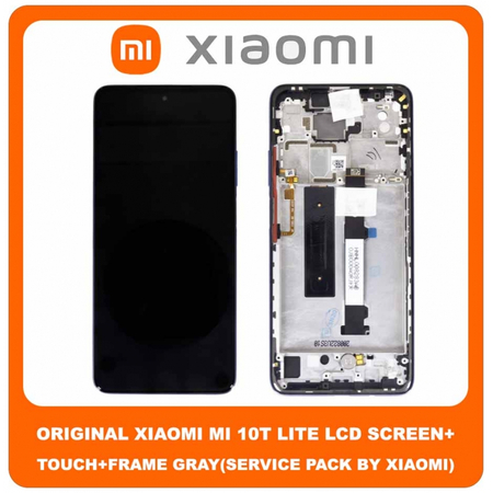 Original Γνήσιο Xiaomi Mi 10T Lite (M2007J17G) , Mi10T Lite 5G LCD Display Assembly Screen Οθόνη + Touch Screen Digitizer Μηχανισμός Αφής + Frame Πλαίσιο Tarnish Pearl Gray Γκρι 5600040J1700 (Service Pack By Xiaomi)