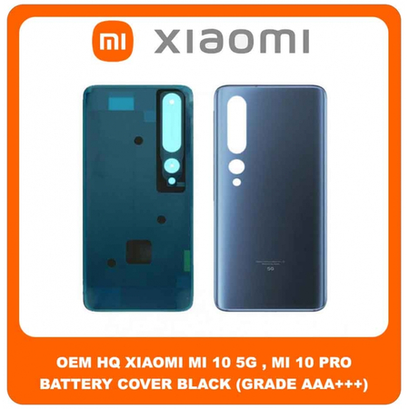 OEM HQ Xiaomi Mi 10 5G Mi10 (M2001J2G, M2001J2I, Mi 10) Rear Back Battery Cover Πίσω Κάλυμμα Καπάκι Μπαταρίας Black Μαύρο (GRADE AAA+++)