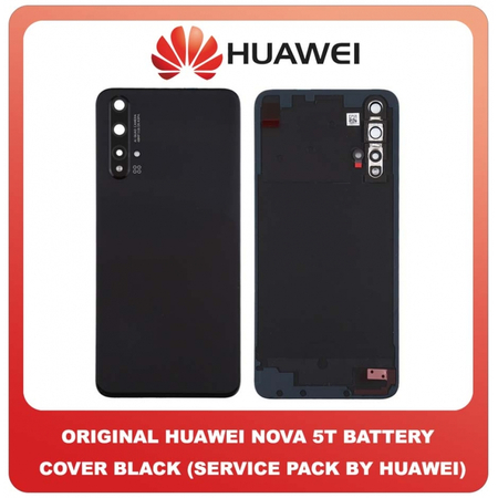 Γνήσιο Original Huawei Nova 5T Nova5T (YAL-L21, YAL-L61, YAL-L71, YAL-L61D) Rear Back Battery Cover Πίσω Καπάκι Μπαταρίας Black Μαύρο 02353EFN (Service Pack By Huawei)