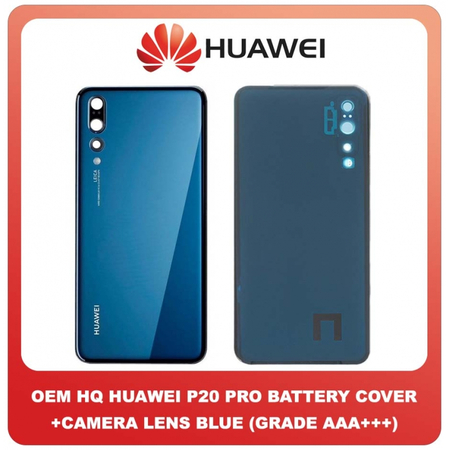 OEM HQ Huawei P20 Pro (CLT-L29C, CLT-L29, CLT-L09C, CLT-L09, CLT-AL00, CLT-AL01, CLT-TL01, CLT-AL00L, CLT-L04, HW-01K) Rear Back Battery Cover Πίσω Κάλυμμα Καπάκι Μπαταρίας + Camera Lens Τζαμάκι Κάμερας Blue Μπλε (Premium A+​)
