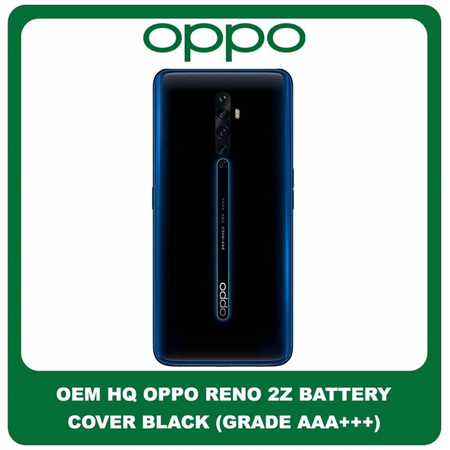 OEM HQ Oppo Reno 2Z , Reno2Z (PCKM70, PCKT00, PCKM00, CPH1945, CPH1951, PCKM80) Rear Back Battery Cover Πίσω Κάλυμμα Καπάκι Μπαταρίας Black Μαύρο (Grade AAA+++)