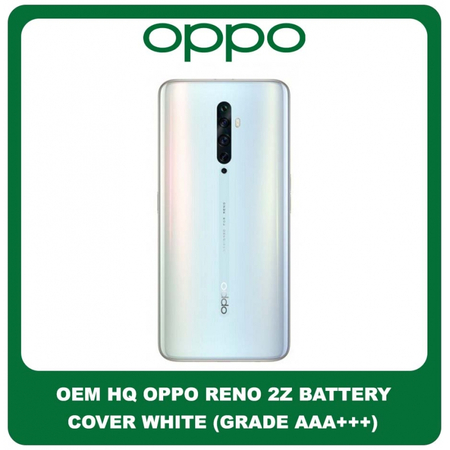 OEM HQ Oppo Reno 2Z , Reno2Z (PCKM70, PCKT00, PCKM00, CPH1945, CPH1951, PCKM80) Rear Back Battery Cover Πίσω Κάλυμμα Καπάκι Μπαταρίας White Άσπρο (Grade AAA+++)