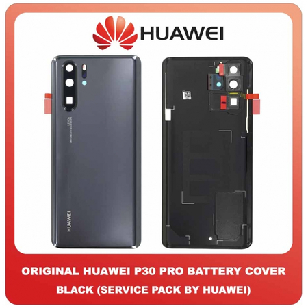 Γνήσιο Original Huawei P30 Pro (VOG-L29, VOG-L09, VOG-L04, VOG-AL00, VOG-AL10, VOG-TL00) Rear Back Battery Cover Πίσω Κάλυμμα Καπάκι Μπαταρίας Black Μαύρο 02352PBU (Service Pack By Huawei)