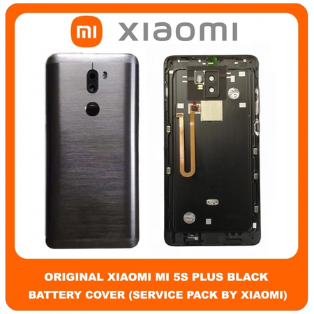 Original Γνήσιο Xiaomi Mi 5S Plus , Mi5S Plus (2016070) Rear Back Battery Cover Πίσω Κάλυμμα Καπάκι Μπαταρίας + Camera Lens Τζαμάκι Κάμερας + Fingerprint Sensor Αισθητήρας Δακτυλικού Αποτυπώματος Black Μαύρο (Service Pack By Xiaomi)