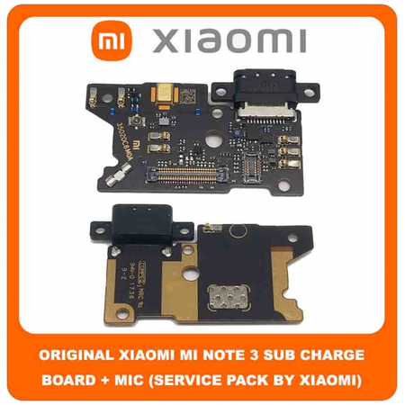 Original Γνήσιο Xiaomi Mi Note 3 , Mi Note3 (MCE8) Καλωδιοταινία Φόρτισης SUB Charging Board (Charge Connector Dock Flex) + Mic Μικρόφωνο (Service Pack By Xiaomi)