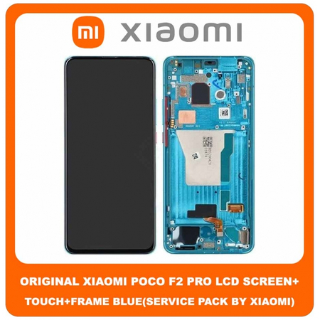 Original Γνήσιο Xiaomi Poco F2 Pro (M2004J11G) LCD Display Assembly Screen Οθόνη + Touch Screen Digitizer Μηχανισμός Αφής + Frame Πλαίσιο Neon Blue Μπλε 56000D0J1100 (Service Pack By Xiaomi)