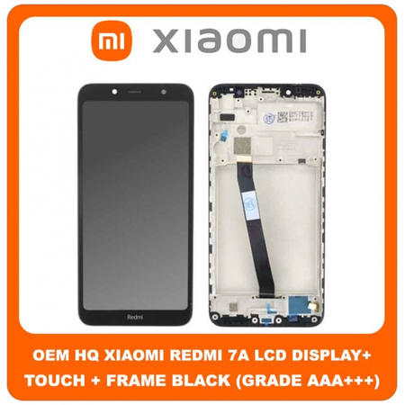 OEM HQ Xiaomi Redmi 7A , Redmi7A (MZB7995IN, M1903C3EG, M1903C3EH, M1903C3EI) Lcd Screen Display Οθόνη + Touch Screen Digitizer Μηχανισμός Αφής + Πλαίσιο Frame Bezel Black Μαύρο (Premium A+)