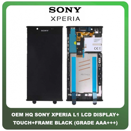 OEM HQ Sony Xperia L1 (G3311, G3312, G3313) IPS LCD Display Screen Assembly Οθόνη + Touch Screen Digitizer Μηχανισμός Αφής + Frame Bezel Πλαίσιο Black Μαύρο (Premium A+)