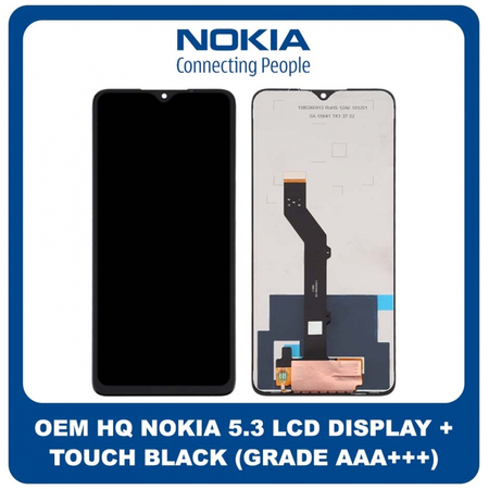 OEM HQ Nokia 5.3 Nokia5.3 (TA-1234, TA-1223, TA-1227, TA-1229) IPS LCD Display Screen Assembly Οθόνη + Touch Screen Digitizer Μηχανισμός Αφής Black Μαύρο (Grade AAA+++)