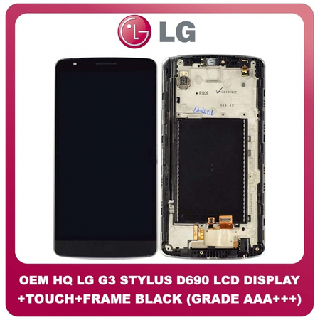 OEM HQ LG G3 Stylus D690N, LG D690 (D690, D693Ν) IPS LCD Display Assembly Screen Οθόνη + Touch Screen Digitizer Μηχανισμός Αφής + Frame Bezel Πλαίσιο Black Μαύρο (Grade AAA+++)