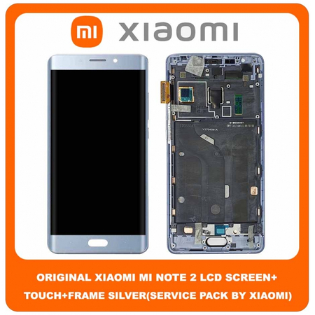 Original Γνήσιο Xiaomi Mi Note 2 , Mi Note2 (2015213) AMOLED LCD Display Assembly Screen Οθόνη + Touch Screen Digitizer Μηχανισμός Αφής + Frame Bezel Πλαίσιο Silver Ασημί (Service Pack By Xiaomi)
