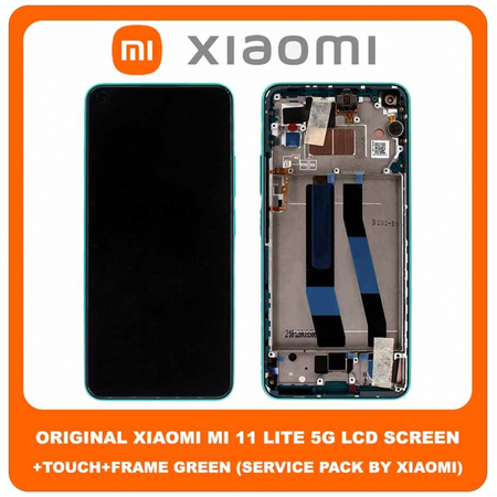 Γνήσιο Original Xiaomi Mi 11 Lite 4G (M2101K9AG), Mi 11 Lite 5G (M2101K9G), Mi 11 Lite 5G NE (2109119DG) AMOLED LCD Display Assembly Screen Οθόνη + Touch Screen Digitizer Μηχανισμός Αφής + Frame Bezel Πλαίσιο Green Πράσινο 56000H00K900 (Service Pack By Xiaomi)