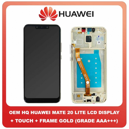 OEM HQ Huawei Mate 20 Lite , Mate20 Lite (SNE-AL00, SNE-LX1, SNE-LX2, SNE-LX3, INE-LX2) IPS LCD Display Screen Assembly Οθόνη + Touch Screen DIgitizer Μηχανισμός Αφής + Frame Bezel Πλαίσιο Σασί Gold Χρυσό (Grade AAA+++)