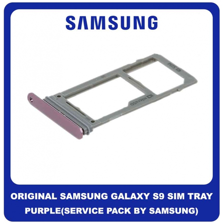 Original Γνήσιο Samsung Galaxy S9 G960F G960 (SM-G960F , SM-G960F/DS) SIM Tray Cover Assy + Micro SD Tray Slot Υποδοχέας Βάση Θήκη Κάρτας SIM Κάλυμμα Lilac Purple Μωβ (Service Pack By Samsung)