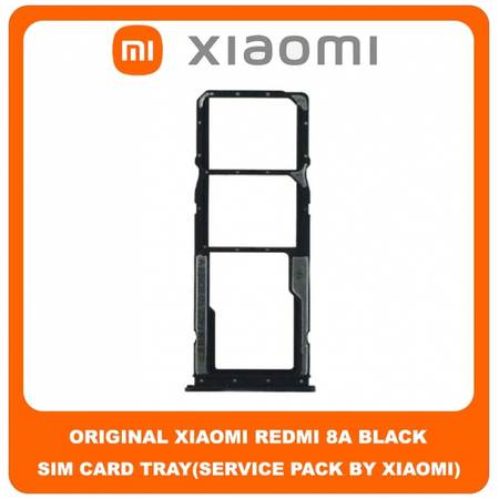 Original Γνήσιο Xiaomi Redmi 8A Redmi8A (MZB8458IN, M1908C3KG, M1908C3KH) SIM Tray Cover Assy + Micro SD Tray Slot Υποδοχέας Βάση Θήκη Κάρτας SIM Κάλυμμα Black Μαύρο (Service Pack By Xiaomi)