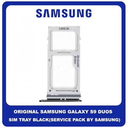 Original Γνήσιο Samsung Galaxy S9 Duos, S9Duos G960FD G960F/DS SIM Tray + Micro SD Tray Βάση Θήκη Κάρτας Black Μαύρο GH98-42650A (Service Pack By Samsung)