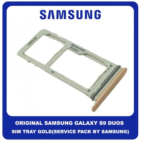 Original Γνήσιο Samsung Galaxy S9 Duos, S9Duos G960FD G960F/DS SIM Tray + Micro SD Tray Βάση Θήκη Κάρτας Gold Χρυσό GH98-42650E (Service Pack By Samsung)