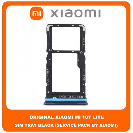 Original Γνήσιο Xiaomi Mi 10T Lite , Mi10T Lite (M2007J17G) SIM Card Tray Cover Assy + Micro SD Tray Slot Υποδοχέας Βάση Θήκη Κάρτας SIM Κάλυμμα Black Μαύρο (Service Pack By Xiaomi)