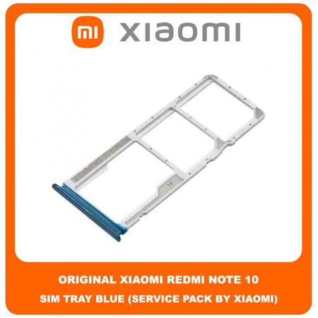 Original Γνήσιο Xiaomi Redmi Note 10 , Redmi Note10 (M2101K7AI, M2101K7AG) SIM Card Tray Cover Assy + Micro SD Tray Slot Υποδοχέας Βάση Θήκη Κάρτας SIM Κάλυμμα Blue Μπλε (Service Pack By Xiaomi)