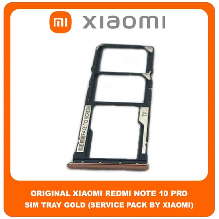 Original Γνήσιο Xiaomi Redmi Note 10 Pro, Redmi Note10 Pro (M2101K6G) SIM Card Tray Cover Assy + Micro SD Tray Slot Υποδοχέας Βάση Θήκη Κάρτας SIM Κάλυμμα Gold Χρυσό (Service Pack By Xiaomi)