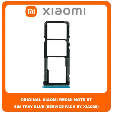 Original Γνήσιο Xiaomi Redmi Note 9T , Redmi Note9T (M2007J22G, J22) SIM Card Tray Cover Assy + Micro SD Tray Slot Υποδοχέας Βάση Θήκη Κάρτας SIM Κάλυμμα Blue Μπλε (Service Pack By Xiaomi)