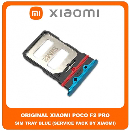Original Γνήσιο Xiaomi Poco F2 Pro , PocoF2 Pro (M2004J11G) SIM Card Tray Cover Assy + Micro SD Tray Slot Υποδοχέας Βάση Θήκη Κάρτας SIM Κάλυμμα Blue Μπλε (Service Pack By Xiaomi)