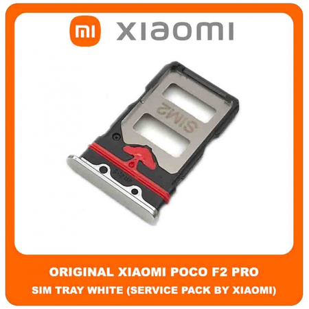Original Γνήσιο Xiaomi Poco F2 Pro , PocoF2 Pro (M2004J11G) SIM Card Tray Cover Assy + Micro SD Tray Slot Υποδοχέας Βάση Θήκη Κάρτας SIM Κάλυμμα White Άσπρο (Service Pack By Xiaomi)