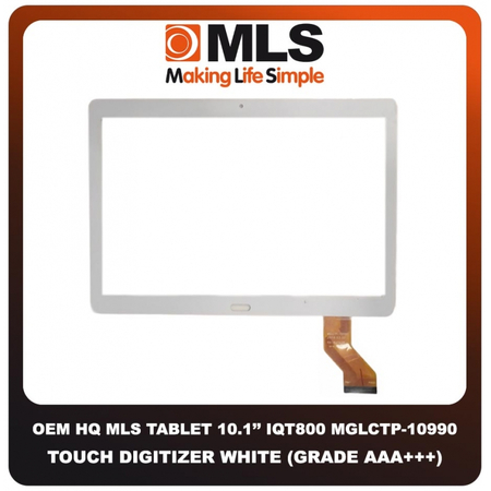 OEM HQ MLS Tablet 10.1'' IQT800 MGLCTP-10990 Touch Screen Digitizer Μηχανισμός Αφής Center Hole Camera Κέντρο Τρύπα για Κάμερα White Άσπρο (Grade AAA+++)