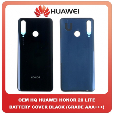 OEM HQ Huawei Honor 20 Lite Honor20 Lite (HRY-LX1T) Rear Back Battery Cover Πίσω Καπάκι Κάλυμμα Πλάτη Μπαταρίας Black Μαύρο (Grade AAA+++)