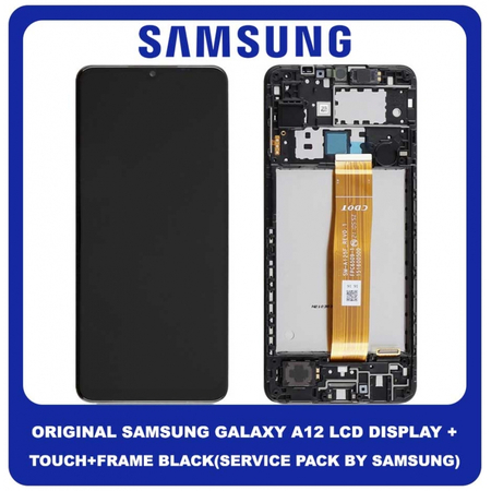 Γνήσιο Original Samsung Galaxy A12 A125 SM-A125F/DSN, SM-A125F/DS, SM-A125F, SM-A125M, SM-A125U Lcd Display Οθόνη + Touch Screen Μηχανισμός Αφής + Frame Πλαίσιο Black Μαύρο GH82-24708A GH82-24490A GH82-24491A(Service Pack By Samsung)