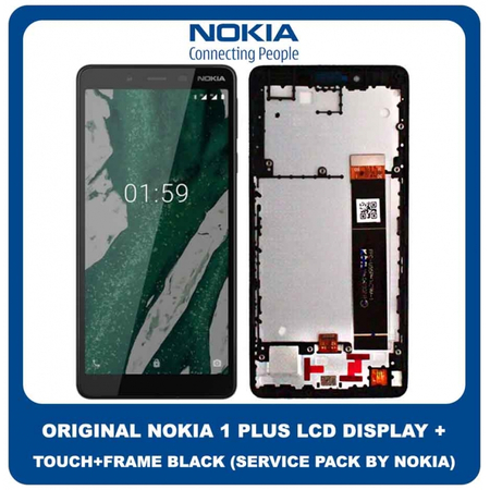 Γνήσιο Original Nokia 1 Plus Nokia1 Plus (TA-1130, TA-1111, TA-1123, TA-1127, TA-1131) IPS LCD Display Screen Assembly Οθόνη + Touch Digitizer Μηχανισμός Αφής + Frame Bezel Πλαίσιο Σασί Black Μαύρο 20ANTBW0001 (Service Pack By Nokia)