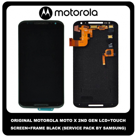 Original Γνήσιο Motorola Moto X Moto X2 Motorola Moto X+1 2nd Generation (XT1097, XT1096, XT1095, XT1092, XT1085, XT1093) AMOLED LCD Display Assembly Screen Οθόνη + Touch Digitizer Μηχανισμός Αφής + Πλαίσιο Σασί Frame Bezel Μαύρο Black (Service Pack By Motorola)