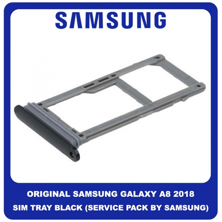 Original Γνήσιο Samsung Galaxy A8 2018 A530 (A530F, A530F/DS) A8+ A8 Plus 2018 A730 (A730F) SIM Tray + Micro SD Tray Βάση Θήκη Κάρτας Black Μαύρο GH98-42519A (Service Pack By Samsung)