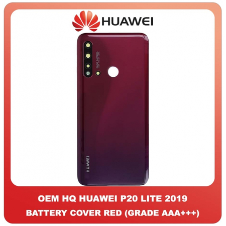 OEM HQ Huawei P20 Lite 2019 (GLK-L21) Rear Back Battery Cover Πίσω Κάλυμμα Καπάκι Πλάτη Μπαταρίας + Camera Lens Τζαμάκι Κάμερας Red Κόκκινο (Grade AAA+++)