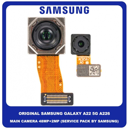 Γνήσιο Original Samsung Galaxy A22 5G A226 (SM-A226B, SM-A226B/DS, SM-A226B/DSN) Rear Main Back Primary Camera Module Flex 48 MP f/1.8 Wide + 2 MP f/2.4 Depth Eυρυγώνια Πίσω Κεντρική Κάμερα GH81-20993A (Service Pack By Samsung)