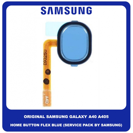 Original Γνήσιο Samsung Galaxy A40 A405 (SM-A405F, SM-A405FN, SM-A405FM, SM-A405S, SM-A405FN/DS, SM-A405F/DS, SM-A405FM/DS) Κεντρικό Κουμπί Πλήκτρο Home Button + Flex Cable Blue Μπλε GH96-12484C (Service Pack By Samsung)
