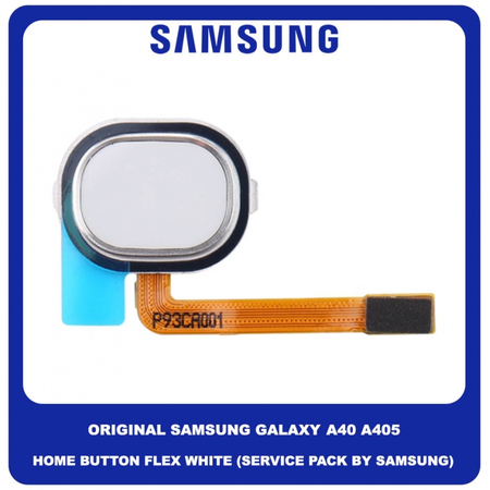 Original Γνήσιο Samsung Galaxy A40 A405 (SM-A405F, SM-A405FN, SM-A405FM, SM-A405S, SM-A405FN/DS, SM-A405F/DS, SM-A405FM/DS) Κεντρικό Κουμπί Πλήκτρο Home Button + Flex Cable White Άσπρο GH96-12484B (Service Pack By Samsung)