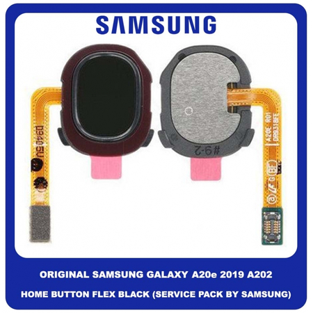 Γνήσιο Original Samsung Galaxy A20e 2019 A202 (SM-A202F, SM-A202K, SM-A202F/DS) Κεντρικό Κουμπί Πλήκτρο Home Button + Flex Cable Black Μαύρο GH96-12565A (Service Pack By Samsung)