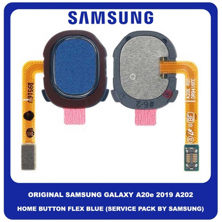 Γνήσιο Original Samsung Galaxy A20e 2019 A202 (SM-A202F, SM-A202K, SM-A202F/DS) Κεντρικό Κουμπί Πλήκτρο Home Button + Flex Cable Blue Μπλε GH96-12565C (Service Pack By Samsung)