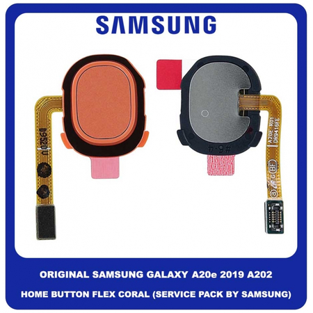 Γνήσιο Original Samsung Galaxy A20e 2019 A202 (SM-A202F, SM-A202K, SM-A202F/DS) Κεντρικό Κουμπί Πλήκτρο Home Button + Flex Cable Coral Κοραλί GH96-12565D (Service Pack By Samsung)