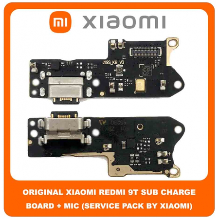 Original Γνήσιο Xiaomi Redmi 9T , Redmi9T (J19S, M2010J19SG, M2010J19SY) Καλωδιοταινία Φόρτισης SUB Charging Board (Charge Connector Dock Flex) + Mic Μικρόφωνο (Service Pack By Xiaomi)