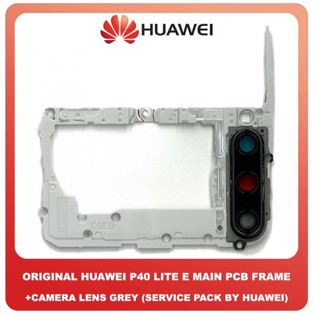Original Γνήσιο Huawei P40 Lite E (ART-L28, ART-L29, ART-L29N) Main PCB Mainboard Frame Πλαίσιο + Camera Lens Τζαμάκι Κάμερας Gray Γκρι 51661RLH (Service Pack By Huawei)