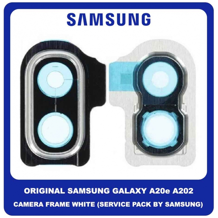 Γνήσιο Original Samsung Galaxy A20e 2019 A202 (SM-A202F, SM-A202K, SM-A202F/DS) Deco Frame For Rear Back Camera Lens Διακοσμητικό Πλαίσιο Για Πίσω Τζαμάκι Κάμερας White Άσπρο GH98-44338B (Service Pack By Samsung)