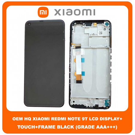 OEM HQ Xiaomi Redmi Note 9T , Note9T (M2007J22G, J22) IPS LCD Display Assembly Screen Οθόνη + Touch Screen Digitizer Μηχανισμός Αφής + Frame Bezel Πλαίσιο Σασί Black Μαύρο (Grade AAA+++)