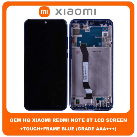 OEM HQ Xiaomi Redmi Note 8T Note8T (M1908C3XG) IPS LCD Display Assembly Screen Οθόνη + Touch Screen Digitizer Μηχανισμός Αφής + Frame Bezel Πλαίσιο Σασί Blue Μπλε (Grade AAA+++)